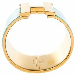 Hermes Hermès Clic Clac H Mint Green Enamel Gold Plated Extra Wide Bracelet PM For Women 13 Hermes Hermès Clic Clac H Mint Green Enamel Gold Plated Extra Wide Bracelet PM For Women -Deals Hermes Store luxury women hermes used accessories p349142 009