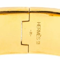 Hermes Clic Clac H Black Enamel Gold Plated Wide Bracelet PM For Women -Deals Hermes Store luxury women hermes used accessories p349414 003