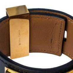Hermes Hermès Black Leather Collier De Chien Cuff Bracelet S For Women -Deals Hermes Store luxury women hermes used accessories p350340 004