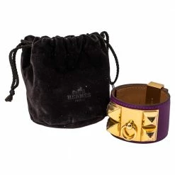 Hermes Hermès Anemone Leather Collier De Chien Cuff Bracelet S For Women -Deals Hermes Store luxury women hermes used accessories p350344 001