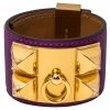 Hermes Hermès Anemone Leather Collier De Chien Cuff Bracelet S For Women -Deals Hermes Store luxury women hermes used accessories p350344 002