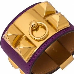 Hermes Hermès Anemone Leather Collier De Chien Cuff Bracelet S For Women -Deals Hermes Store luxury women hermes used accessories p350344 008