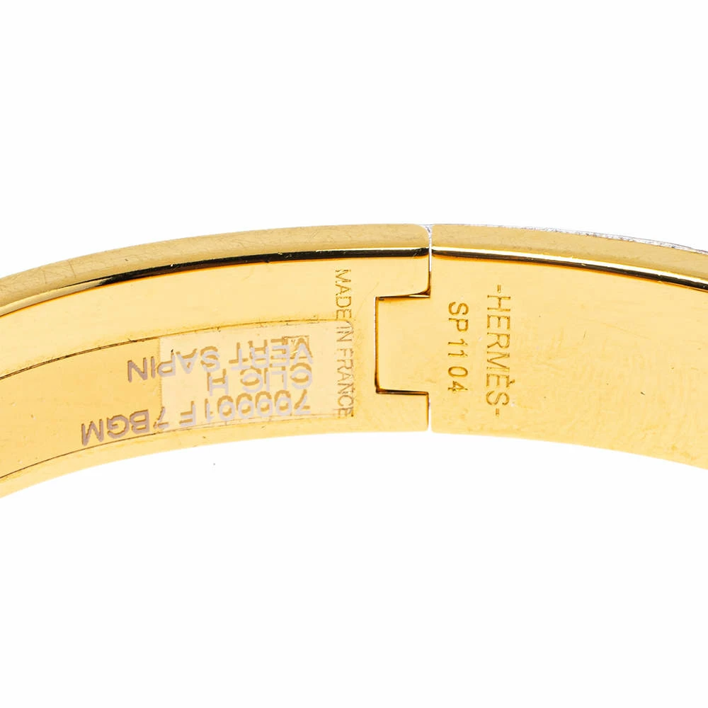 Hermes Hermès Clic H Vert Sapin Enamel Gold Plated Narrow Bracelet GM For Women 8 Hermes Hermès Clic H Vert Sapin Enamel Gold Plated Narrow Bracelet GM For Women - Image 6