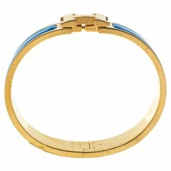 Hermes Clic H Blue Enamel Gold Plated Narrow Bracelet GM For Women 11 Hermes Clic H Blue Enamel Gold Plated Narrow Bracelet GM For Women -Deals Hermes Store luxury women hermes used accessories p350655 002