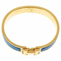 Hermes Clic H Blue Enamel Gold Plated Narrow Bracelet GM For Women 12 Hermes Clic H Blue Enamel Gold Plated Narrow Bracelet GM For Women -Deals Hermes Store luxury women hermes used accessories p350655 006