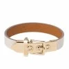 Hermes Hermès Java 10 White Leather Gold Plated Bracelet XS For Women -Deals Hermes Store luxury women hermes used accessories p351081 003