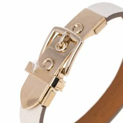 Hermes Hermès Java 10 White Leather Gold Plated Bracelet XS For Women -Deals Hermes Store luxury women hermes used accessories p351081 007