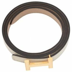 Hermes White/Trench Epson And Swift Leather Reversible Constance Slim Belt 80CM For Women -Deals Hermes Store luxury women hermes used accessories p351511 003