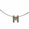 Hermes Hermès Pop H Teal Lacquered Gold Plated Pendant Necklace For Women -Deals Hermes Store luxury women hermes used accessories p352497 003