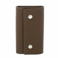 Hermes Etoupe Grey Epsom Leather 4 Key Holder Case For Women
