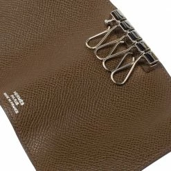 Hermes Etoupe Grey Epsom Leather 4 Key Holder Case For Women -Deals Hermes Store luxury women hermes used accessories p353811 011