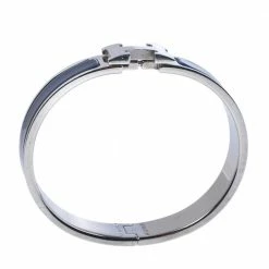 Hermes Clic H Blue Enamel Palladium Plated Narrow Bracelet GM For Women -Deals Hermes Store luxury women hermes used accessories p356269 004