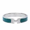 Hermes Clic H Green Enamel Palladium Plated Narrow Bracelet GM For Women -Deals Hermes Store luxury women hermes used accessories p356273 002