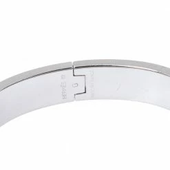 Hermes Clic H Green Enamel Palladium Plated Narrow Bracelet GM For Women -Deals Hermes Store luxury women hermes used accessories p356273 003