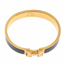 Hermes Clic H Grey Enamel Gold Plated Narrow Bracelet GM For Women 13 Hermes Clic H Grey Enamel Gold Plated Narrow Bracelet GM For Women -Deals Hermes Store luxury women hermes used accessories p356278 001