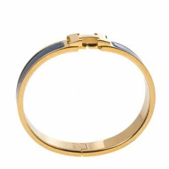 Hermes Clic H Grey Enamel Gold Plated Narrow Bracelet GM For Women 12 Hermes Clic H Grey Enamel Gold Plated Narrow Bracelet GM For Women -Deals Hermes Store luxury women hermes used accessories p356278 004