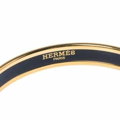 Hermes Hermès Calèche Green Enamel Gold Plated Narrow Bangle Bracelet For Women -Deals Hermes Store luxury women hermes used accessories p356281 003