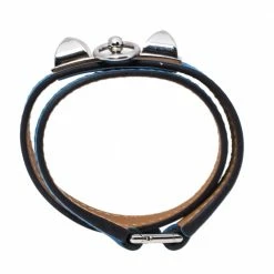 Hermes Rivale Blue Leather Palladium Plated Double Tour Bracelet XS For Women 12 Hermes Rivale Blue Leather Palladium Plated Double Tour Bracelet XS For Women -Deals Hermes Store luxury women hermes used accessories p356931 003