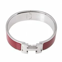 Hermes Hermès Clic Clac H Red Enamel Palladium Plated Bracelet GM For Women 13 Hermes Hermès Clic Clac H Red Enamel Palladium Plated Bracelet GM For Women -Deals Hermes Store luxury women hermes used accessories p357012 001