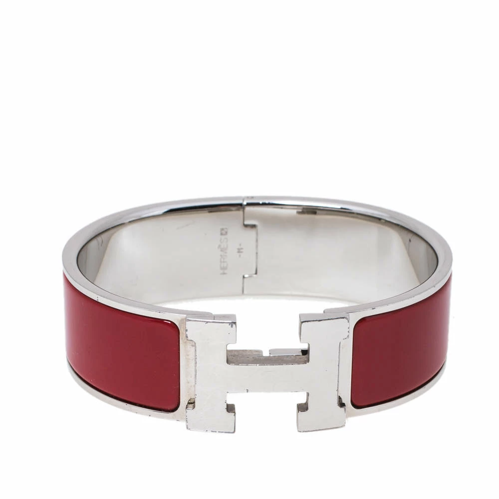 Hermes Hermès Clic Clac H Red Enamel Palladium Plated Bracelet GM For Women 3 Hermes Hermès Clic Clac H Red Enamel Palladium Plated Bracelet GM For Women
