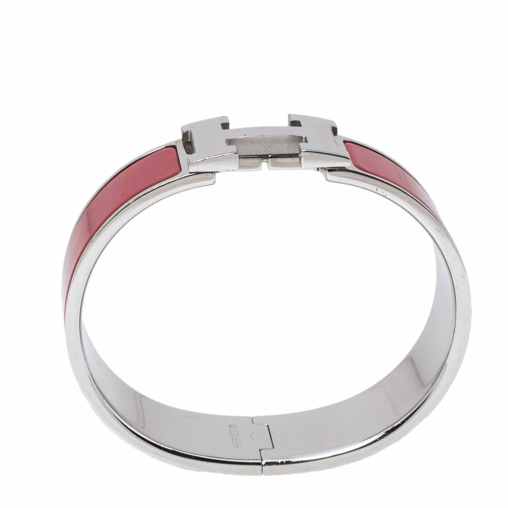 Hermes Hermès Clic Clac H Red Enamel Palladium Plated Bracelet GM For Women 6 Hermes Hermès Clic Clac H Red Enamel Palladium Plated Bracelet GM For Women - Image 4