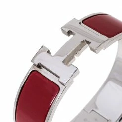 Hermes Hermès Clic Clac H Red Enamel Palladium Plated Bracelet GM For Women 11 Hermes Hermès Clic Clac H Red Enamel Palladium Plated Bracelet GM For Women -Deals Hermes Store luxury women hermes used accessories p357012 006