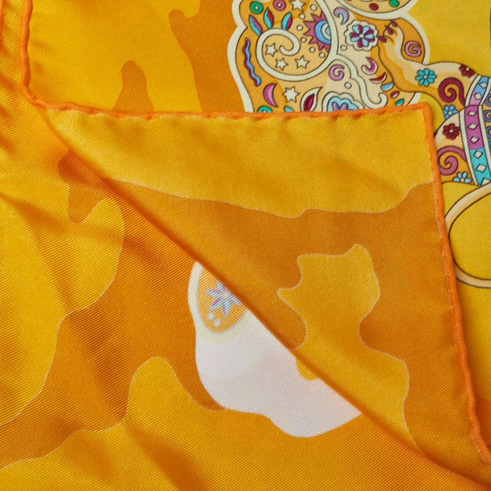 Hermes Hermès Yellow Silk Nuees Imaginaires Silk Scarf For Women 5 Hermes Hermès Yellow Silk Nuees Imaginaires Silk Scarf For Women - Image 3
