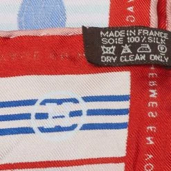 Hermes Hermès Red Voyage En Hermès Silk Scarf For Women -Deals Hermes Store luxury women hermes used accessories p358023 004