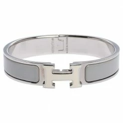 Hermes Clic H Bi-Color Enamel Palladium Plated Bracelet PM For Women