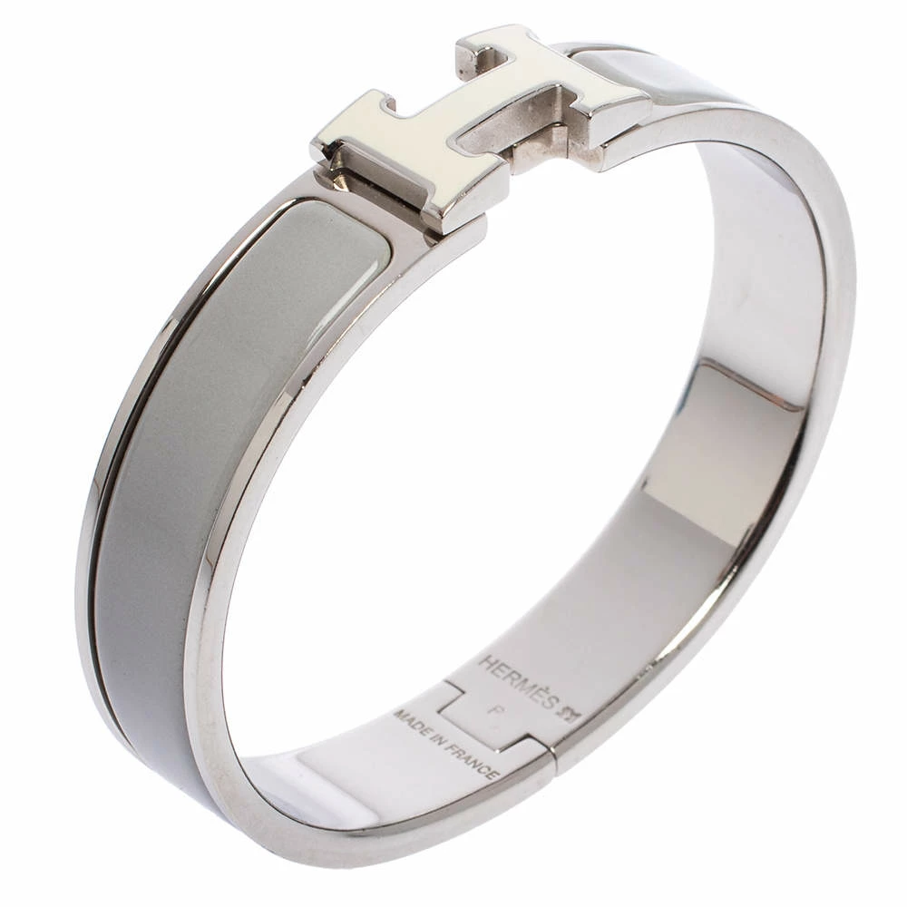 Hermes Clic H Bi-Color Enamel Palladium Plated Bracelet PM For Women 4 Hermes Clic H Bi-Color Enamel Palladium Plated Bracelet PM For Women - Image 2
