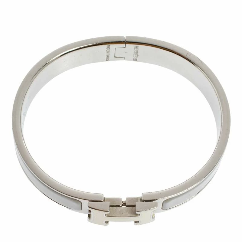 Hermes Clic H Bi-Color Enamel Palladium Plated Bracelet PM For Women 7 Hermes Clic H Bi-Color Enamel Palladium Plated Bracelet PM For Women - Image 5