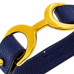 Hermes Hermès Blue Electrique Leather Baby Pavane Bracelet For Women -Deals Hermes Store luxury women hermes used accessories p364957 003
