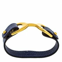 Hermes Hermès Blue Electrique Leather Baby Pavane Bracelet For Women -Deals Hermes Store luxury women hermes used accessories p364957 006