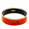 Hermes Hermès Orange Enamel Calèche Wide Bangle Bracelet For Women -Deals Hermes Store luxury women hermes used accessories p365013 003