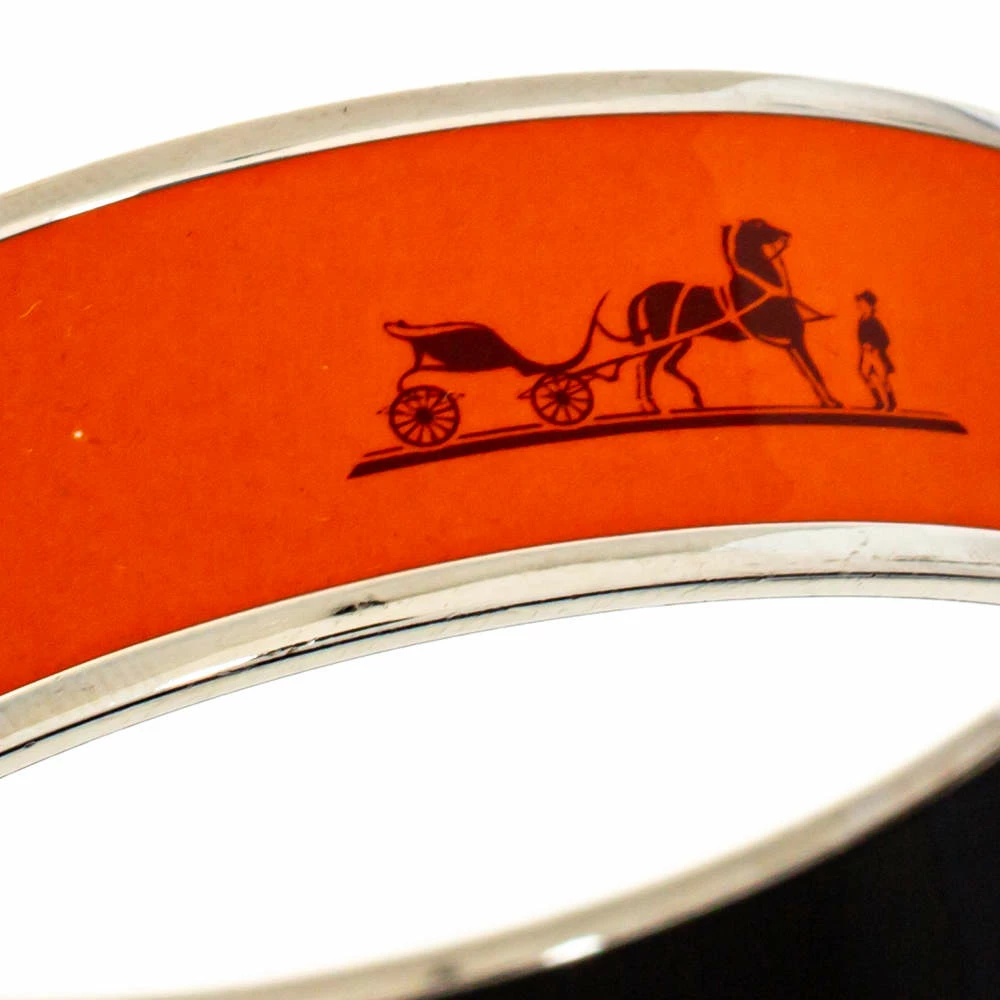 Hermes Hermès Orange Enamel Calèche Wide Bangle Bracelet For Women 5 Hermes Hermès Orange Enamel Calèche Wide Bangle Bracelet For Women - Image 3