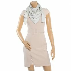 Hermes Hermès Cream & Grey Vif Argent Silk Scarf For Women -Deals Hermes Store luxury women hermes used accessories p367202 006