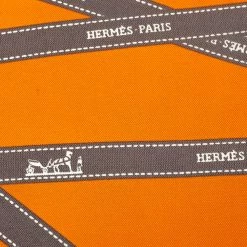 Hermes Hermès Orange Bolduc Silk Twill Scarf For Women -Deals Hermes Store luxury women hermes used accessories p367207 002