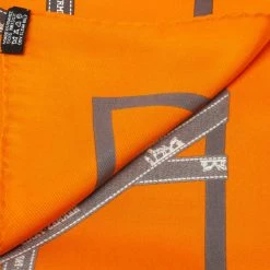 Hermes Hermès Orange Bolduc Silk Twill Scarf For Women -Deals Hermes Store luxury women hermes used accessories p367207 003