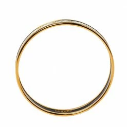 Hermes Hermès Balcons Du Guadalquivir White Enamel Gold Plated Narrow Bangle For Women -Deals Hermes Store luxury women hermes used accessories p367976 004