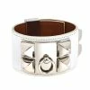 Hermes Collier De Chien Epsom Leather Palladium Plated Cuff Bracelet S For Women -Deals Hermes Store luxury women hermes used accessories p368395 001