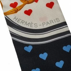 Hermes Cream Brides De Gala Silk Twilly For Women -Deals Hermes Store luxury women hermes used accessories p370271 002