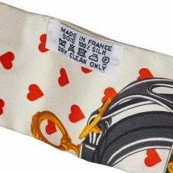 Hermes Cream Brides De Gala Silk Twilly For Women -Deals Hermes Store luxury women hermes used accessories p370271 004