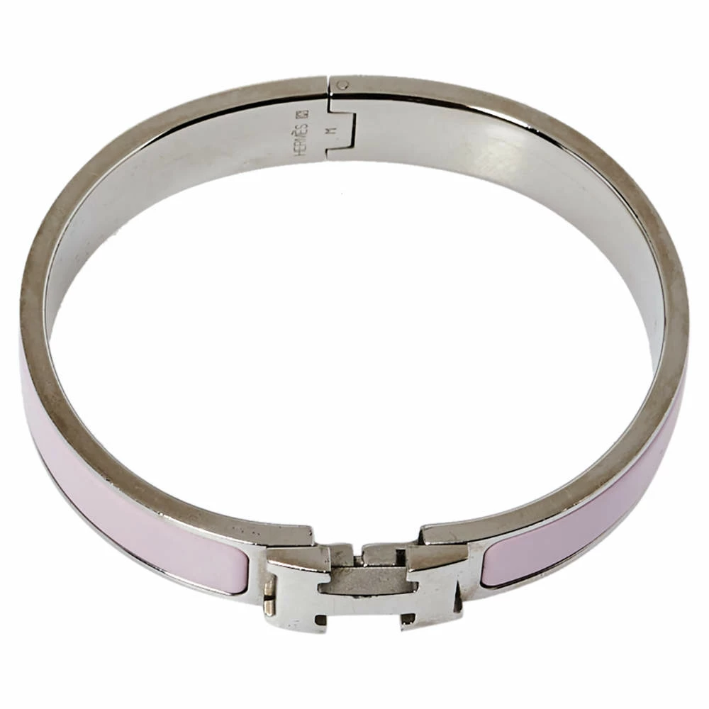 Hermes Hermès Clic H Rose Cassata Enamel Palladium Plated Narrow Bracelet PM For Women 8 Hermes Hermès Clic H Rose Cassata Enamel Palladium Plated Narrow Bracelet PM For Women - Image 6
