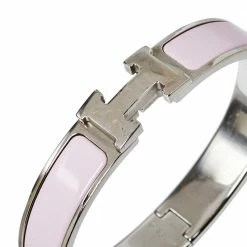 Hermes Hermès Clic H Rose Cassata Enamel Palladium Plated Narrow Bracelet PM For Women 11 Hermes Hermès Clic H Rose Cassata Enamel Palladium Plated Narrow Bracelet PM For Women -Deals Hermes Store luxury women hermes used accessories p370887 006