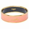 Hermes Hermès Peach Enamel Calèche Wide Bangle Bracelet For Women -Deals Hermes Store luxury women hermes used accessories p372074 002
