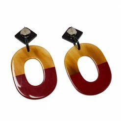 Hermes Isthme Lacquered Buffalo Horn Drop Earrings For Women -Deals Hermes Store luxury women hermes used accessories p372114 004