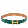 Hermes Cactus Porosus Crocodile Constance Polished Gold Plated H Buckle Belt 85CM For Women -Deals Hermes Store luxury women hermes used accessories p373653 001