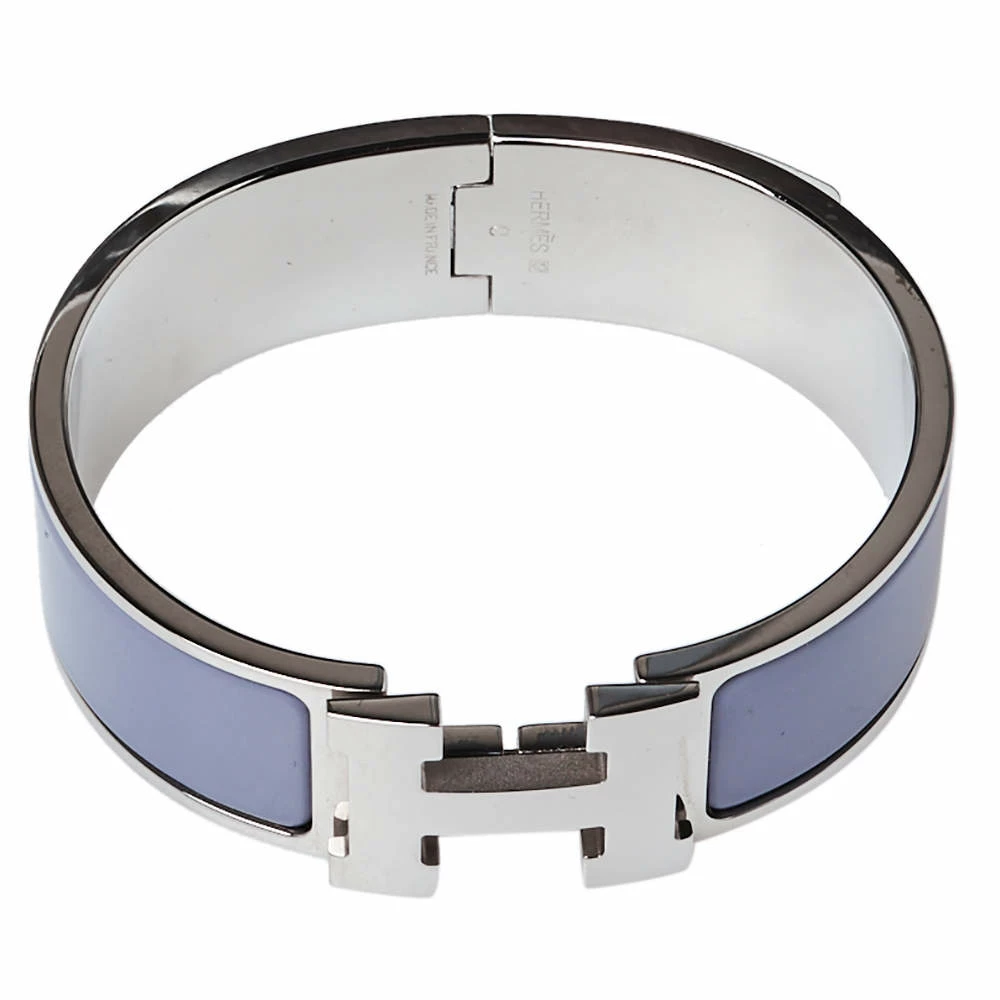 Hermes Hermès Clic Clac H Grey Enamel Palladium Plated Wide Bracelet GM For Women 7 Hermes Hermès Clic Clac H Grey Enamel Palladium Plated Wide Bracelet GM For Women - Image 5
