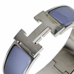 Hermes Hermès Clic Clac H Grey Enamel Palladium Plated Wide Bracelet GM For Women 10 Hermes Hermès Clic Clac H Grey Enamel Palladium Plated Wide Bracelet GM For Women -Deals Hermes Store luxury women hermes used accessories p374076 006