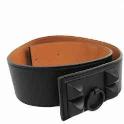 Hermes Black Leather Vintage Collier De Chien Belt For Women